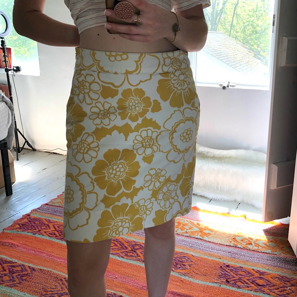 Boden | Yellow Large Floral Print Skirt